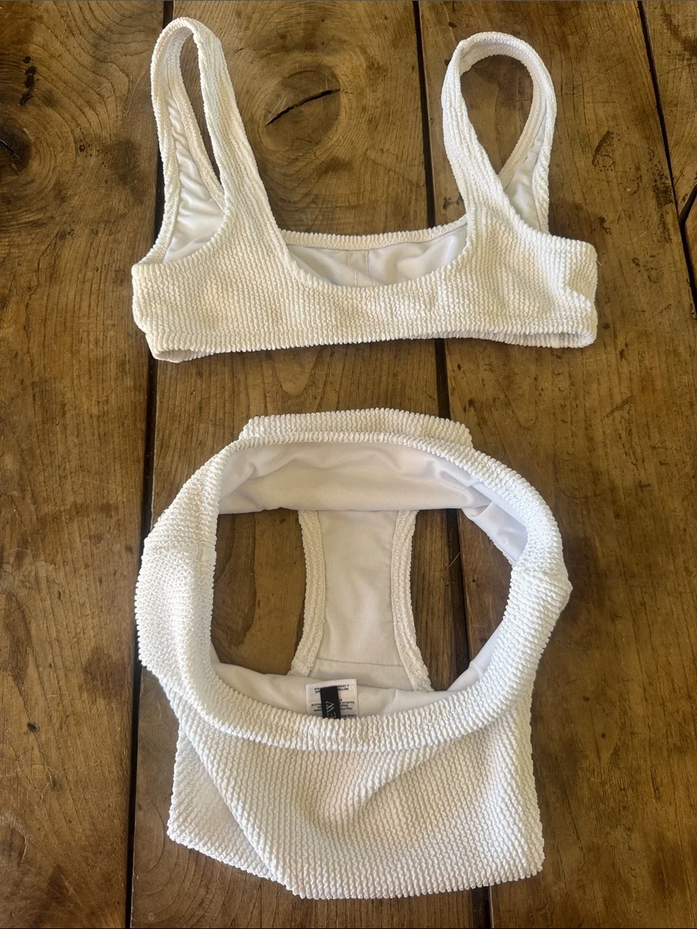 J Crew Size small Crinkle square neck tiny top Texture high waist bottom Bikini
